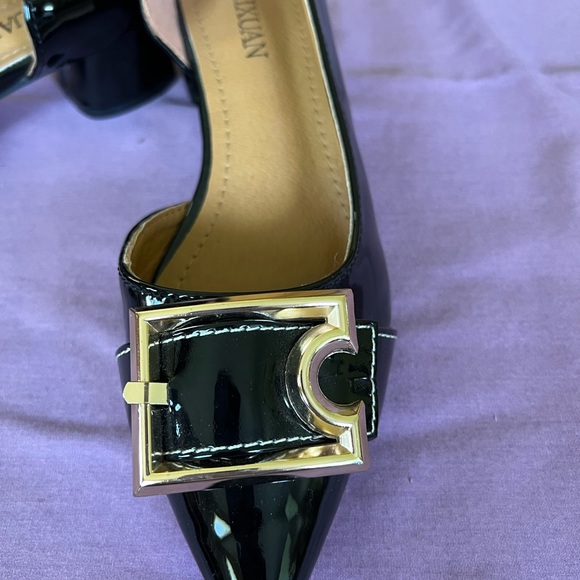 Never worn!!! Gorgeous Black patent leather with gold buckle and red bottom. - Picture 2 of 8